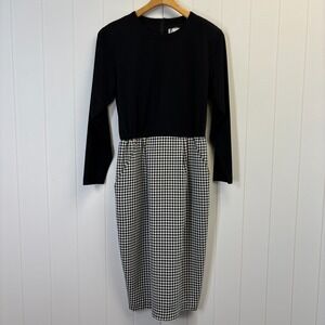 Vintage Possibilities Womens 90s Academia Plaid Knit Midi Dress Size 10 Heritage